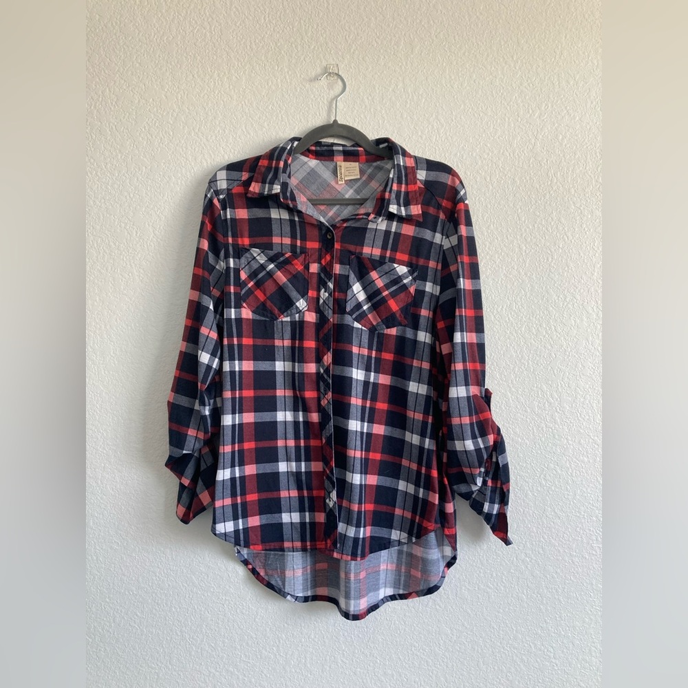 Red and Blue Plaid Button Down